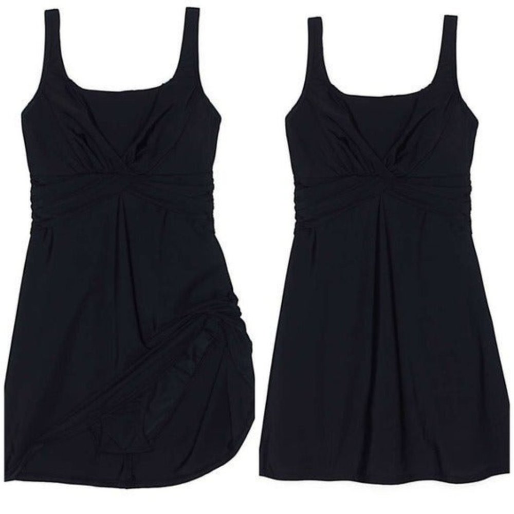 Lands End UNDERWIRE WRAP Swim Dress BACK - Picture 2 of 7